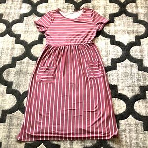 Short Sleeve Striped Midi Sundress